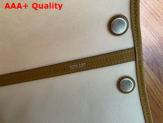 Hermes Garden Party 30 Bag in Canvas and Leather White and Tan Replica