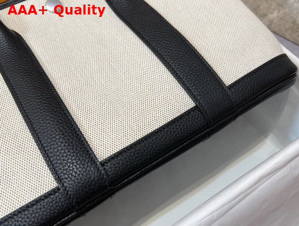 Hermes Garden Party 30 Bag in Natural Canvas and Black Taurillon Clemence Leather Replica