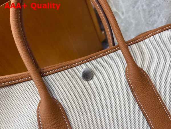 Hermes Garden Party 30 Bag in Natural Canvas and Tan Taurillon Clemence Leather Replica
