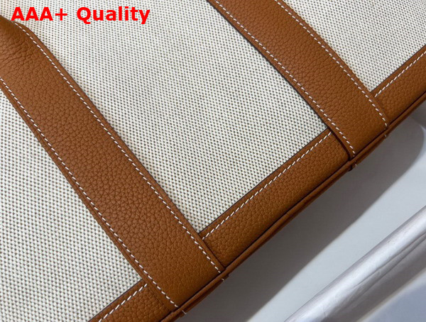 Hermes Garden Party 30 Bag in Natural Canvas and Tan Taurillon Clemence Leather Replica