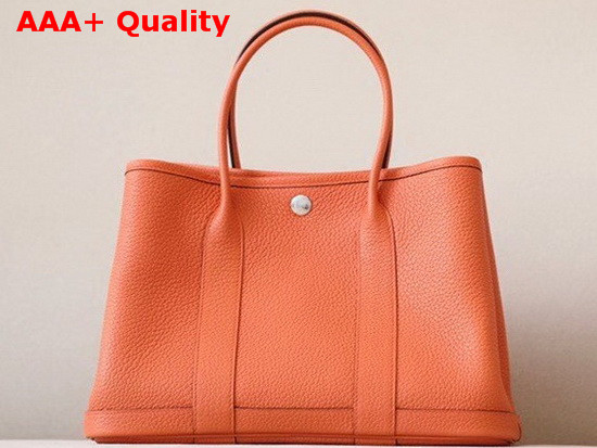 Hermes Garden Party 30 Bag in Orange Taurillon Clemence Leather Replica