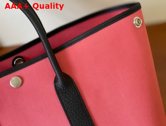 Hermes Garden Party 30 Bag in Pink Canvas and Black Leather Replica