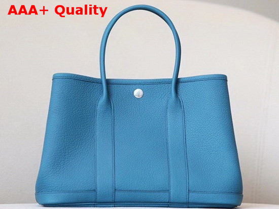 Hermes Garden Party 30 Bag in Sky Blue Taurillon Clemence Leather Replica