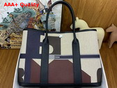 Hermes Garden Party 36 Bag in H Plume Hermes Pacific Canvas and Negonda Calfskin Bleu Indigo Ecru Beige Noir Replica
