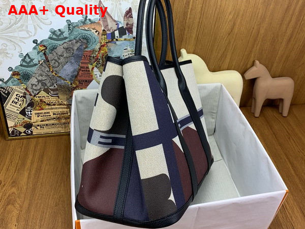 Hermes Garden Party 36 Bag in H Plume Hermes Pacific Canvas and Negonda Calfskin Bleu Indigo Ecru Beige Noir Replica