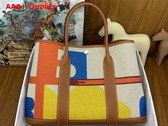 Hermes Garden Party 36 Bag in H Plume Hermes Pacific Canvas and Negonda Calfskin Capucine Ecru Beige Gold Replica