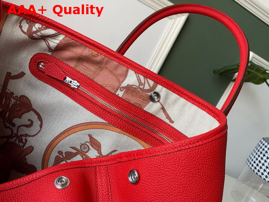 Hermes Garden Party 36 Bag in Orange Country Cowhide with Printed Chevron Canvas Lining Hand Stitching Replica