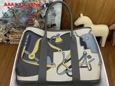 Hermes Garden Party 36 Bag in Printed Canvas and Negonda Calfskin Grey Multicolor Replica
