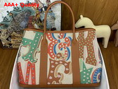 Hermes Garden Party 36 Bag in Printed Canvas and Negonda Calfskin Tan Multicolor Replica