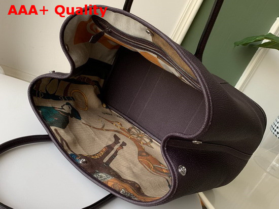 Hermes Garden Party 36 Bag in Purple Country Cowhide with Printed Chevron Canvas Lining Hand Stitching Replica