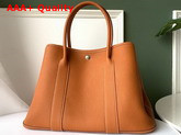 Hermes Garden Party 36 Bag in Tan Country Cowhide with Printed Chevron Canvas Lining Hand Stitching Replica