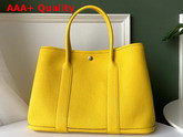 Hermes Garden Party 36 Bag in Yellow Country Cowhide with Printed Chevron Canvas Lining Hand Stitching Replica