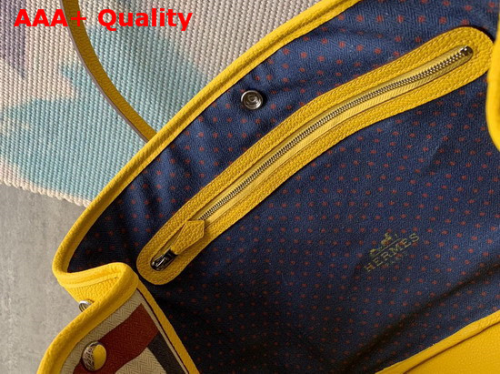 Hermes Garden Party 36 Bag in Yellow Country Cowhide with Printed Chevron Canvas Lining Hand Stitching Replica