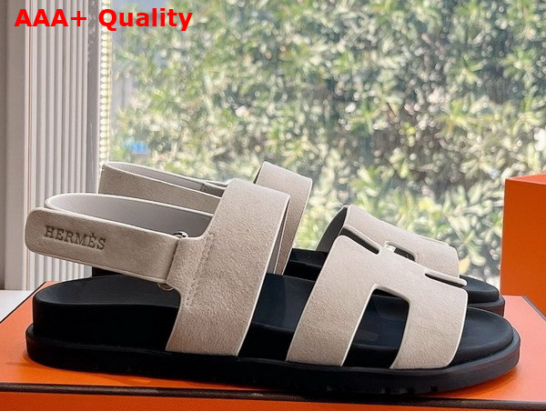Hermes Genius Sandal in Beige Suede Goatskin Replica