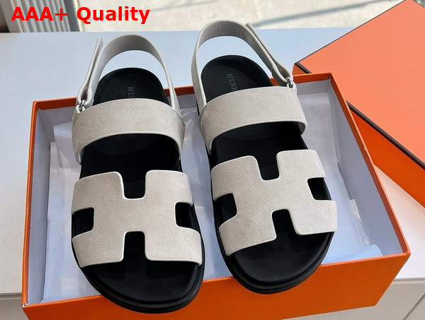 Hermes Genius Sandal in Beige Suede Goatskin Replica