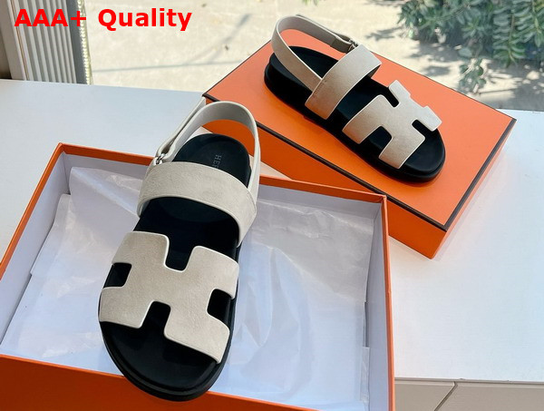 Hermes Genius Sandal in Beige Suede Goatskin Replica