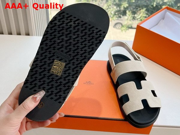 Hermes Genius Sandal in Beige Suede Goatskin Replica