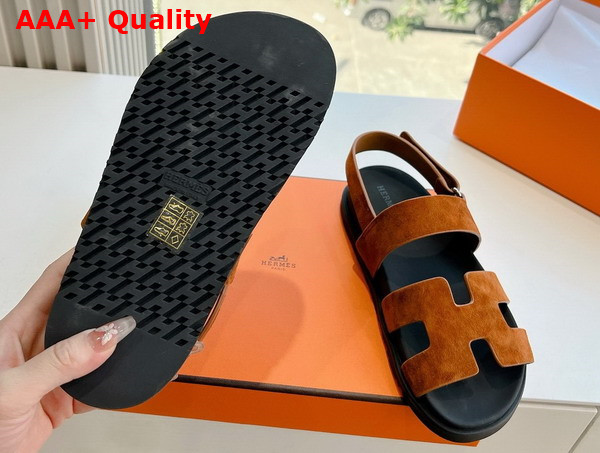 Hermes Genius Sandal in Brun Fume Suede Goatskin Replica