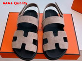 Hermes Genius Sandal in Nude Suede Goatskin Replica