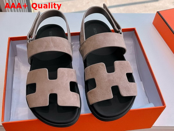 Hermes Genius Sandal in Nude Suede Goatskin Replica