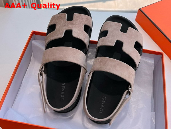Hermes Genius Sandal in Nude Suede Goatskin Replica
