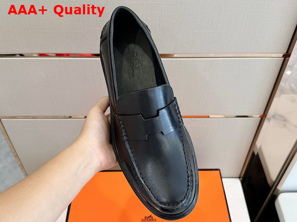 Hermes Gentle Loafer in Noir Glazed Calfskin Replica