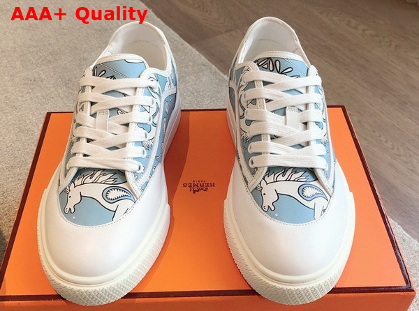 Hermes Get Sneaker Light Blue Printed Calfskin Replica