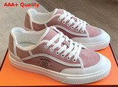 Hermes Get Sneaker Rose Porcelaine Blanc Suede Goatskin Replica