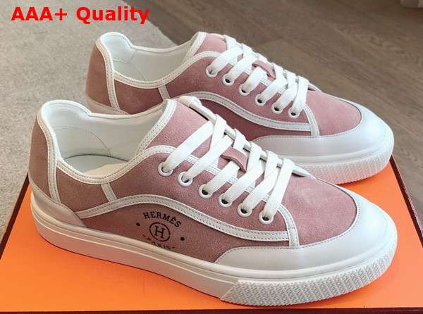 Hermes Get Sneaker Rose Porcelaine Blanc Suede Goatskin Replica