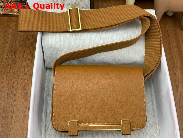 Hermes Geta Bag in Gold Brown Goatskin Replica