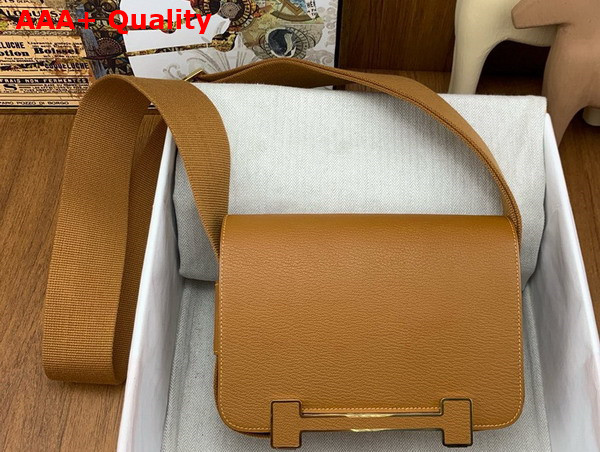 Hermes Geta Bag in Gold Brown Goatskin Replica