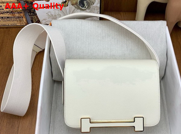 Hermes Geta Bag in Milk White Goatskin Replica