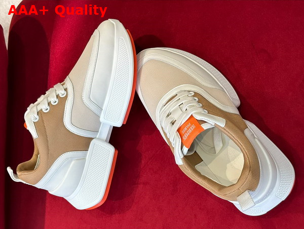 Hermes Giga Sneaker in Beige Stitched Mesh and Calfskin Replica