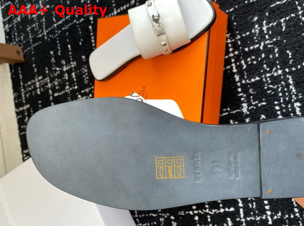 Hermes Giulia Sandal in Blanc Calfskin with Medor Studs Replica