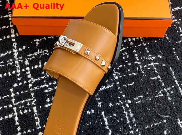 Hermes Giulia Sandal in Naturel Calfskin with Medor Studs Replica