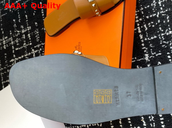 Hermes Giulia Sandal in Naturel Calfskin with Medor Studs Replica
