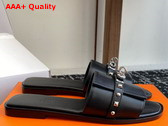 Hermes Giulia Sandal in Noir Calfskin with Medor Studs Replica