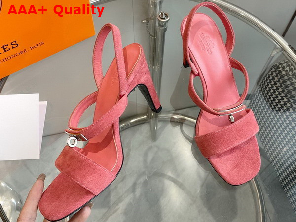 Hermes Glamour 75 Sandal in Pink Suede Goatskin Replica