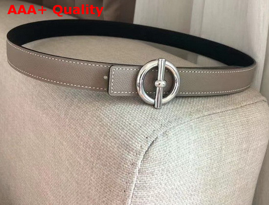 Hermes Glenan Belt Buckle and Reversible Leather Strap 24 mm Swift and Epsom Calfskin Noir Etoupe Replica