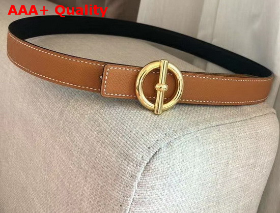 Hermes Glenan Belt Buckle and Reversible Leather Strap 24 mm Swift and Epsom Calfskin Noir Gold Replica