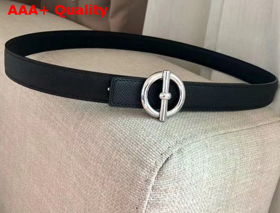 Hermes Glenan Belt Buckle and Reversible Leather Strap 24 mm Swift and Epsom Calfskin Noir Replica