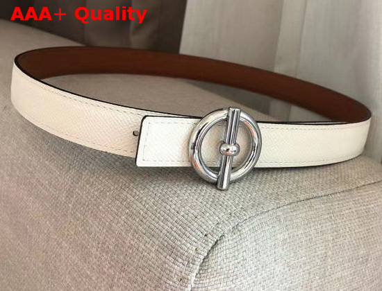 Hermes Glenan Belt Buckle and Reversible Leather Strap 24 mm Swift and Epsom Calfskin Tan White Replica