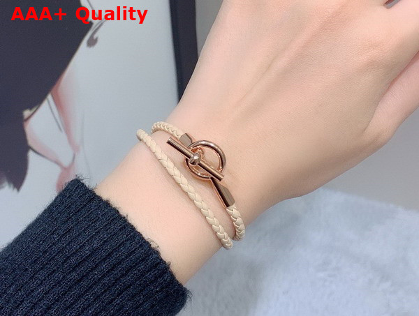 Hermes Glenan Bracelet in Beige Swift Calfskin Replica