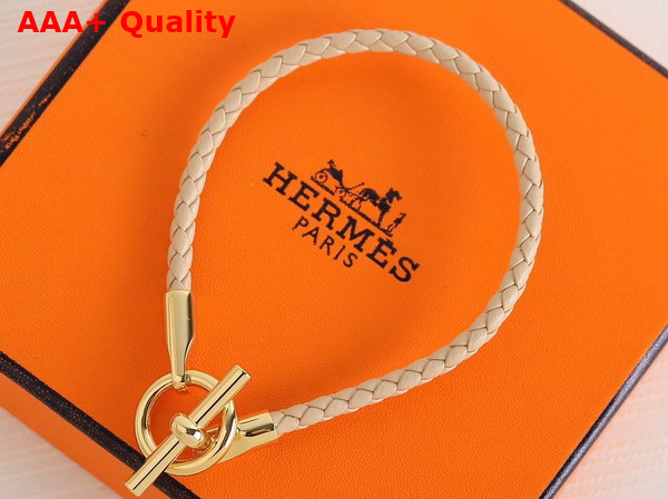 Hermes Glenan Bracelet in Beige Swift Calfskin Replica
