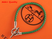 Hermes Glenan Bracelet in Green Swift Calfskin with Silver Hardware Replica
