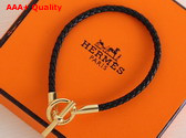 Hermes Glenan Bracelet in Noir Swift Calfskin Replica