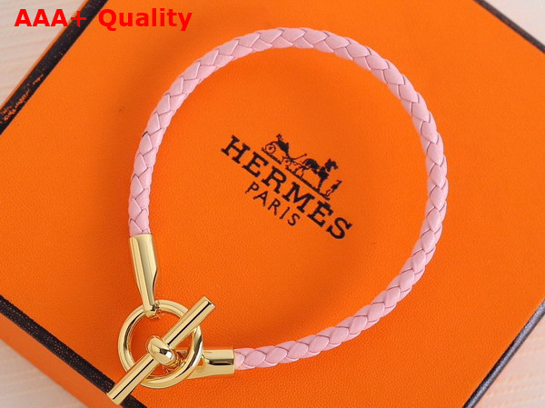 Hermes Glenan Bracelet in Rose Sakura Swift Calfskin Replica