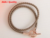 Hermes Glenan Double Tour Bracelet Etoupe Swift Calfskin Replica