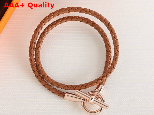 Hermes Glenan Double Tour Bracelet Gold Swift Calfskin Replica