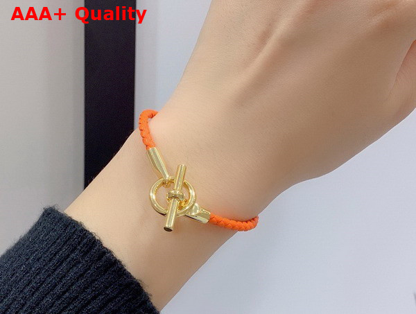 Hermes Glenan Double Tour Bracelet Orange Minium Sakura Swift Calfskin Replica